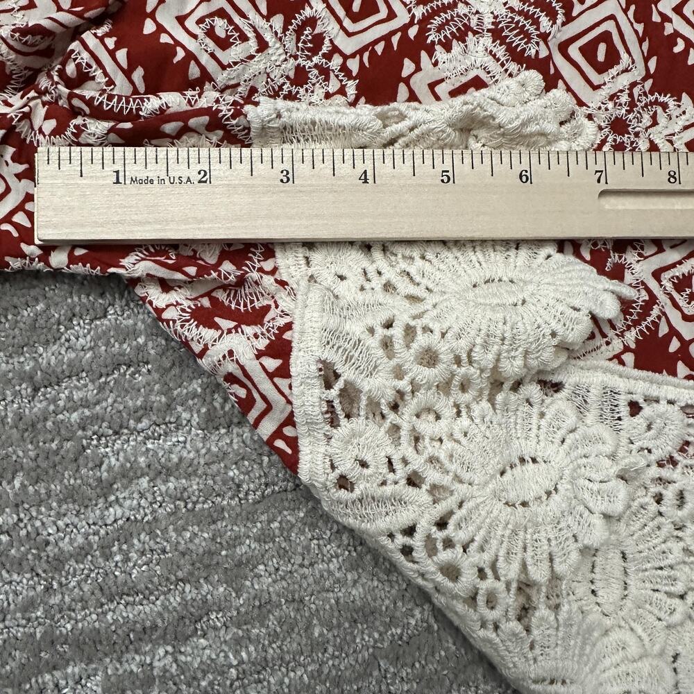 Solitaire Kimono Shorts Set Womens Large Red White Crochet Boho Festival New - Picture 8 of 16